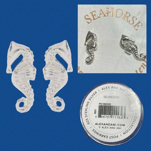 ALEX AND ANI Jewelry - Alex and Ani Dainty .0925 Sterling Silver Seahorse Shaped Stud Earrings